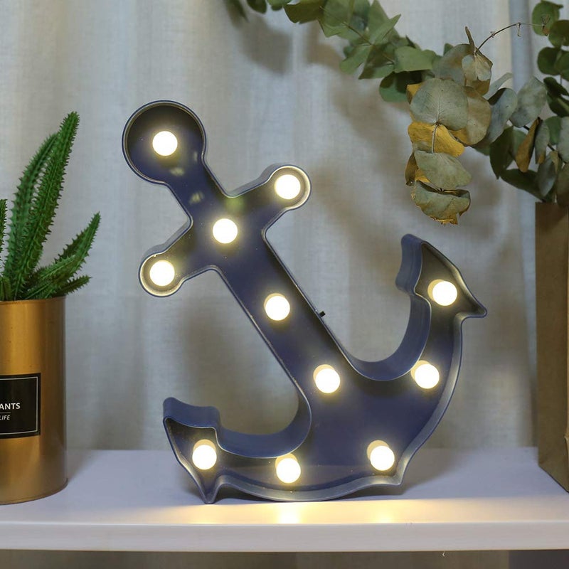 FUCHSUN $$$ LED Marquee Signs Lighting Night Light Room Party Decoration Holiday (Blue Anchor) - Image 4